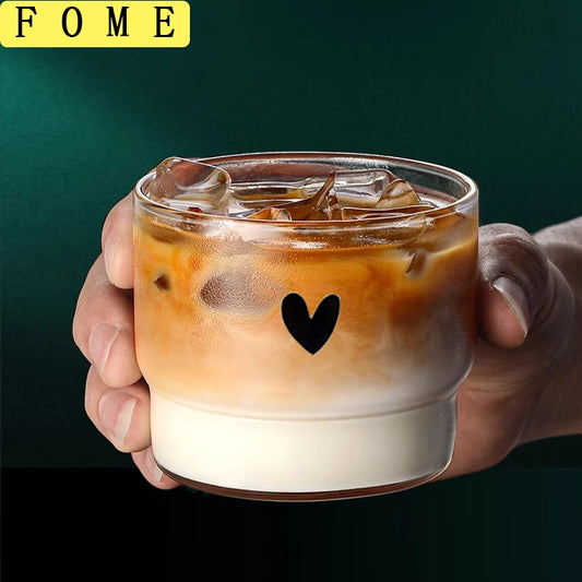 Heart Glass Cup Set – 300ml Heat-Resistant Transparent Mug