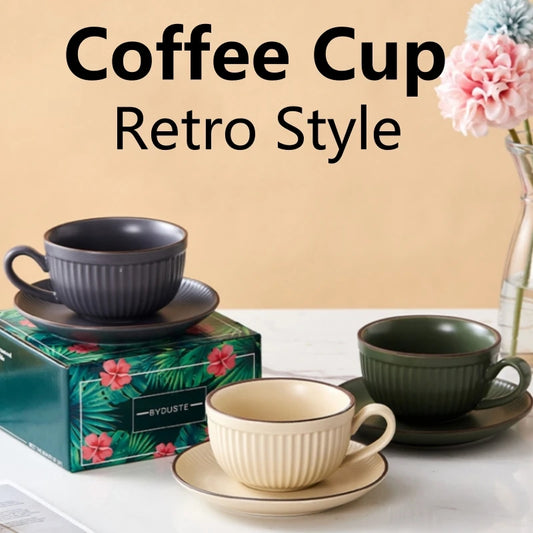 Pumpkin Retro Coffee Cup & Saucer – Ceramic Latte Mug