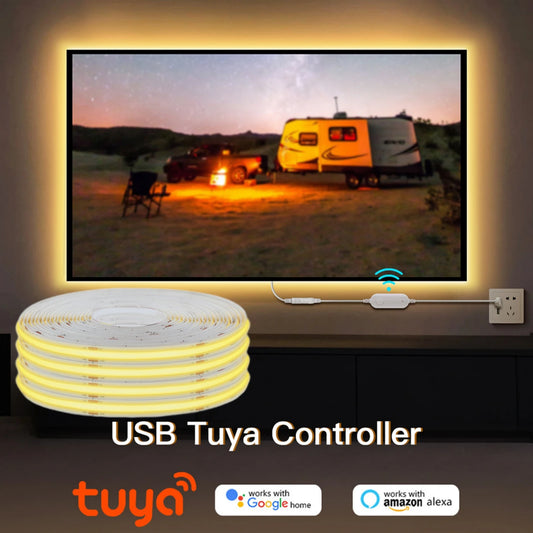 Tuya Smart Wi-Fi COB LED Strip Light – Dimmable 5V USB Linear Lighting