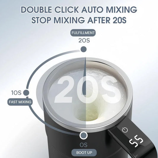 Rechargeable Self-Stirring Coffee Mug with Smart Temperature Display & USB Charging