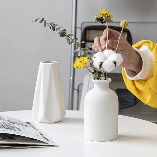 Matte Ceramic Vase – Nordic Handmade Frosted Vase