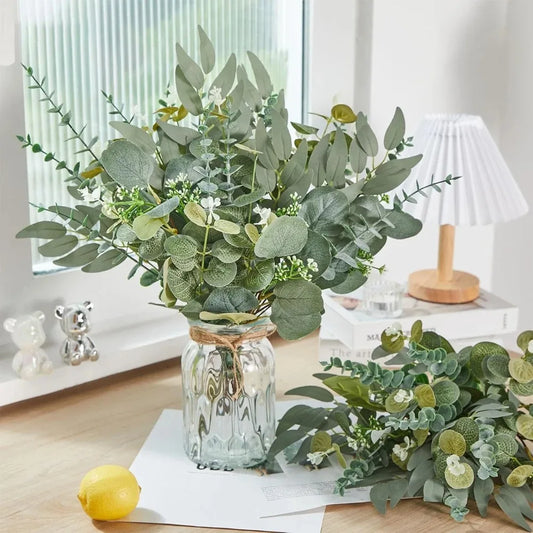 Artificial Eucalyptus Stems – 20PCS Realistic Green Leaf Bouquet